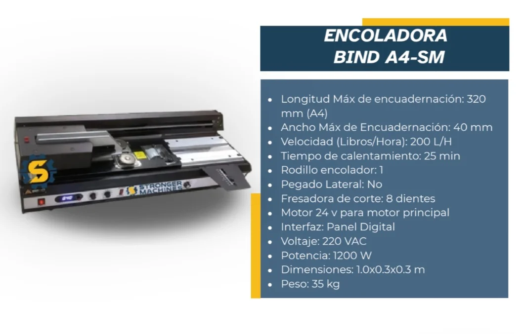 Encoladora BIND A4-SM — Encoladora de papel para encuadernación profesional. Kethal Business, Lima, Perú
